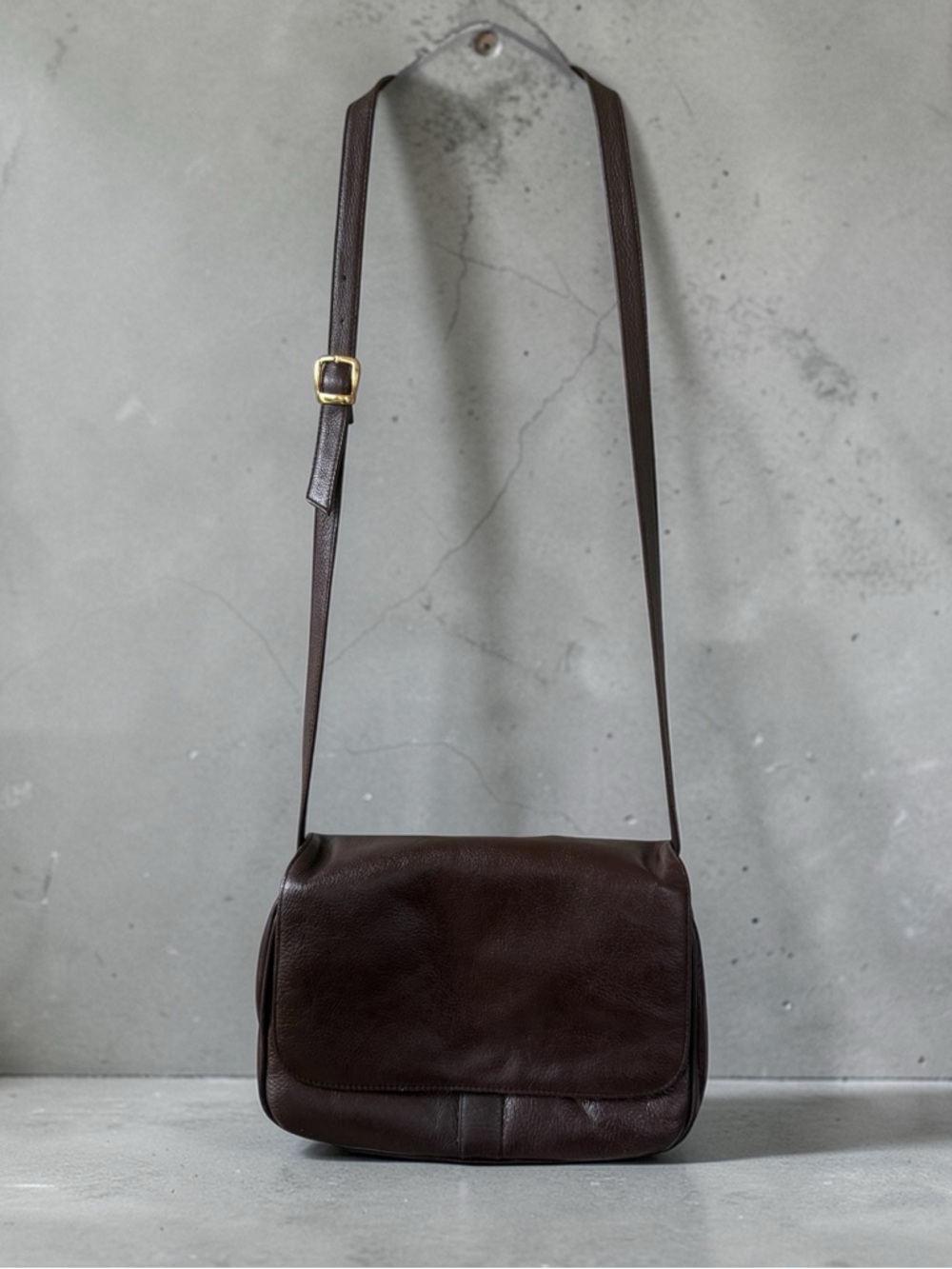 A. Giannetti Dark Brown Leather Crossbody‎ Bag